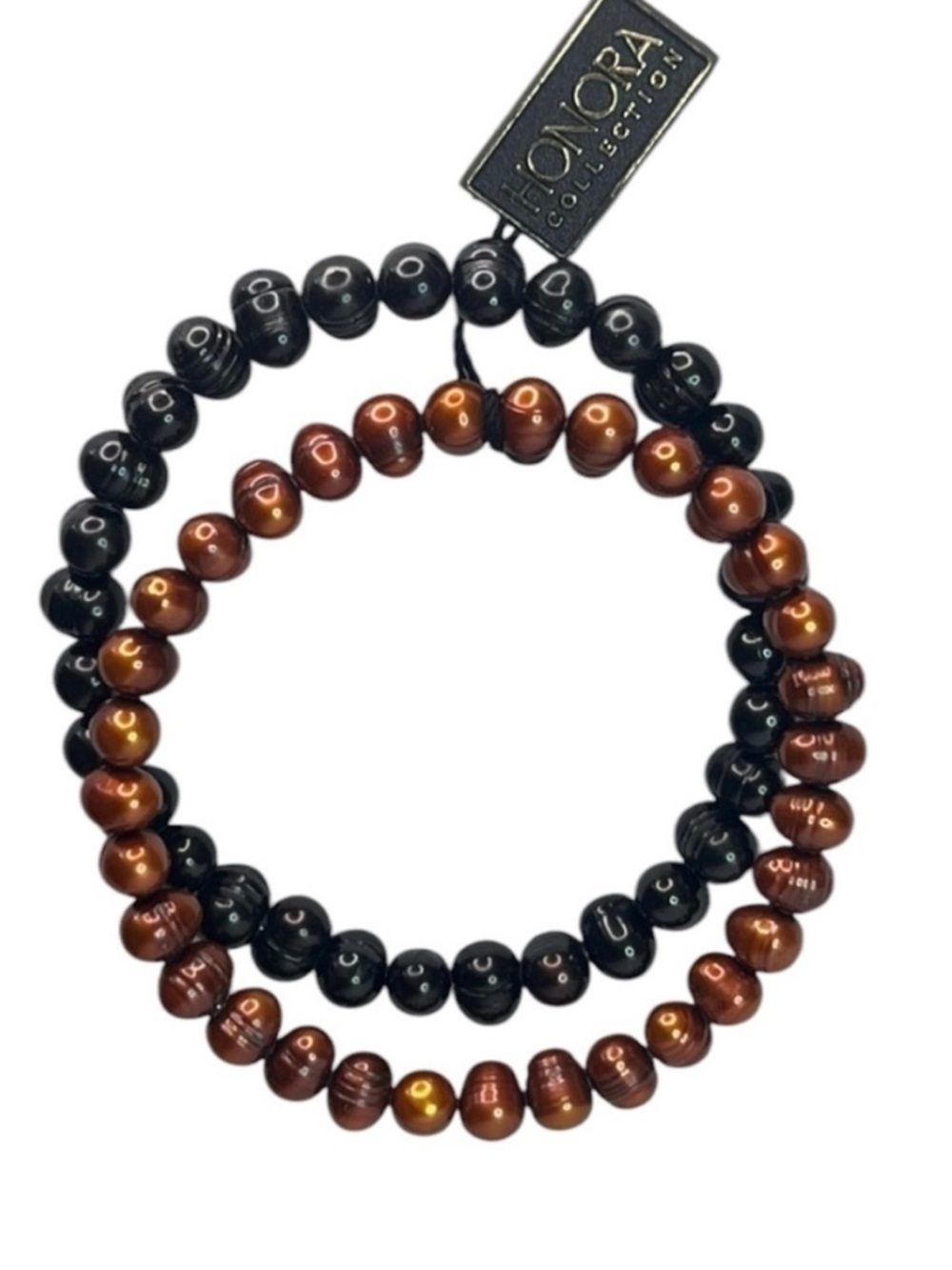 NWT Honora Freshwater Pearls Black Amber Bracelet Set